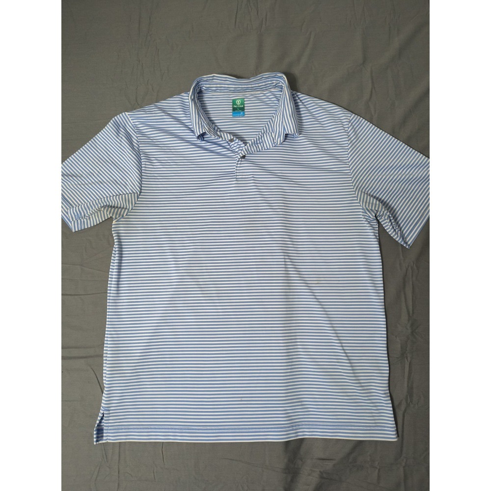 Pro Tour Coolplay Men's Golf Core Polo Short Sleeve Shirt Size L Blue Gingham